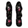 Red Rose Floral Pattern Print Muay Thai Shin Guards