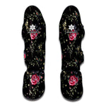 Red Rose Floral Pattern Print Muay Thai Shin Guard
