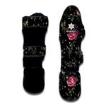 Red Rose Floral Pattern Print Muay Thai Shin Guard