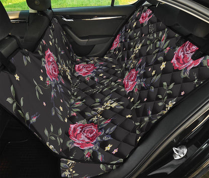 Red Rose Floral Pattern Print Pet Car Back Seat Cover