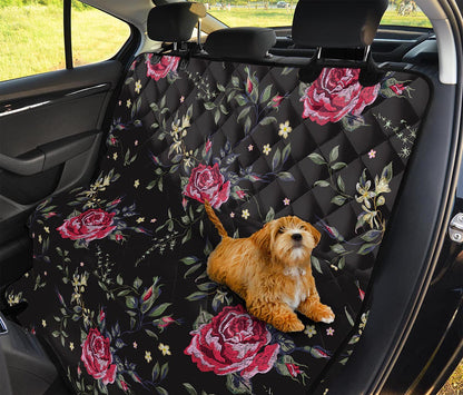 Red Rose Floral Pattern Print Pet Car Back Seat Cover