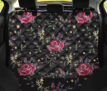 Red Rose Floral Pattern Print Pet Car Back Seat Cover