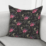 Red Rose Floral Pattern Print Pillow Cover
