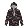 Red Rose Floral Pattern Print Pullover Hoodie