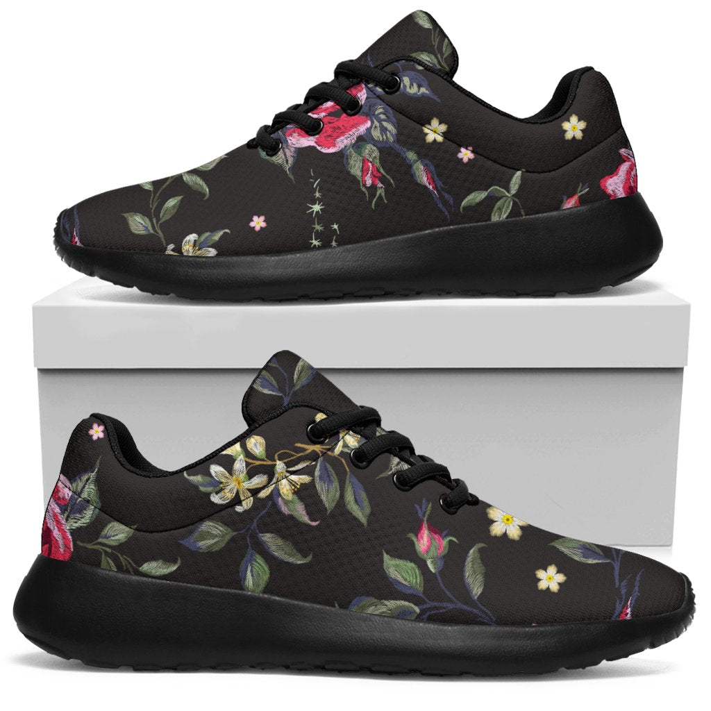 Red Rose Floral Pattern Print Sport Shoes GearFrost