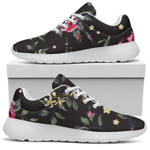 Red Rose Floral Pattern Print Sport Shoes GearFrost