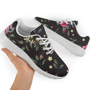 Red Rose Floral Pattern Print Sport Shoes GearFrost