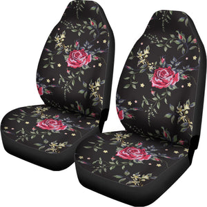 Red Rose Floral Pattern Print Universal Fit Car Seat Covers