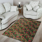 Red Rose Flower Camouflage Print Area Rug