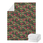 Red Rose Flower Camouflage Print Blanket