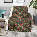 Red Rose Flower Camouflage Print Blanket