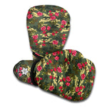 Red Rose Flower Camouflage Print Boxing Gloves