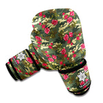 Red Rose Flower Camouflage Print Boxing Gloves