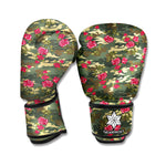 Red Rose Flower Camouflage Print Boxing Gloves