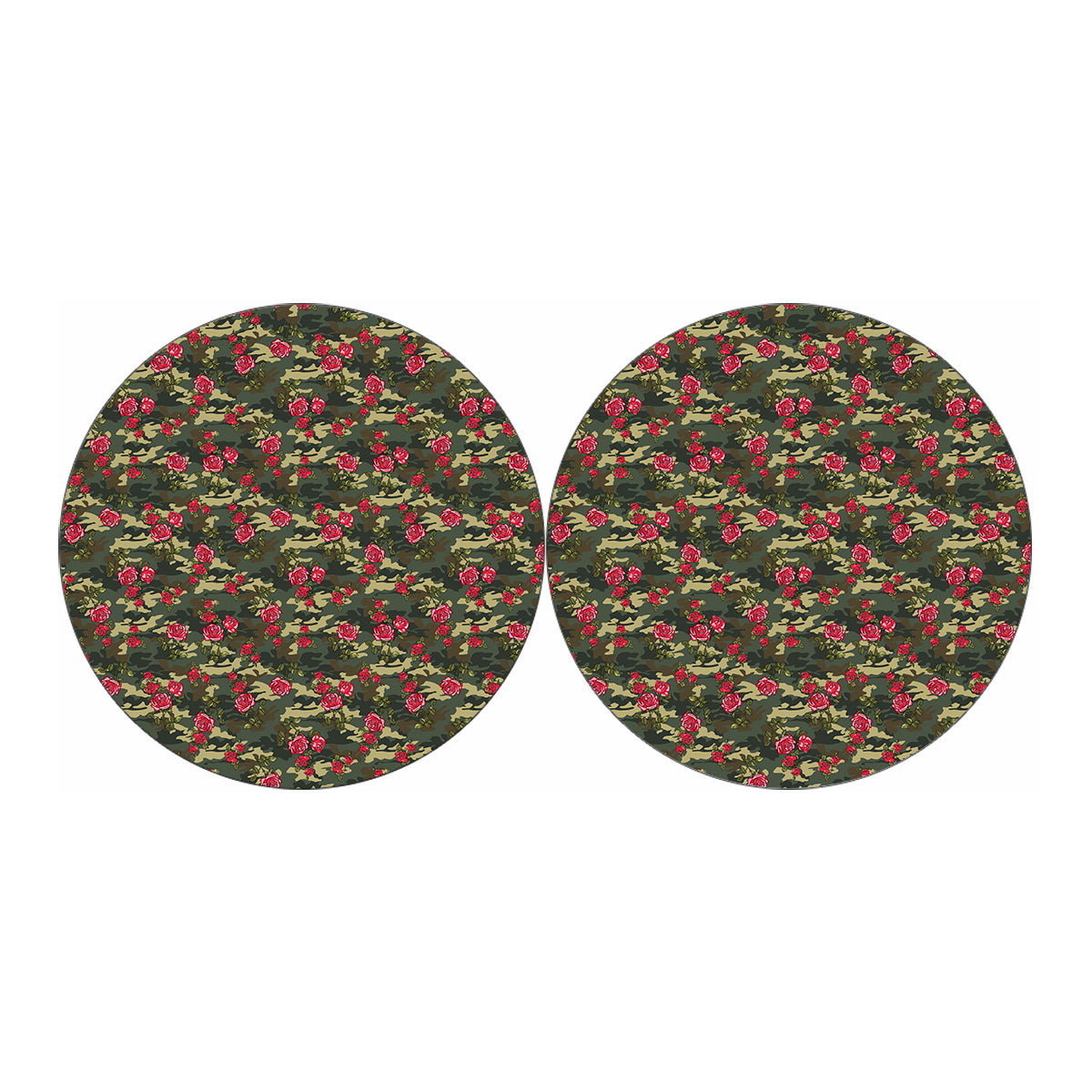 Red Rose Flower Camouflage Print Car Coasters