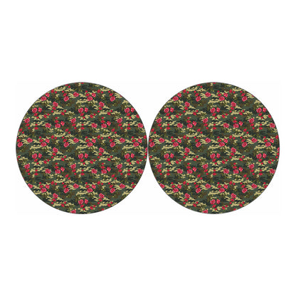 Red Rose Flower Camouflage Print Car Coasters