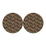 Red Rose Flower Camouflage Print Car Coasters