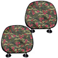 Red Rose Flower Camouflage Print Car Headrest Covers