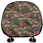 Red Rose Flower Camouflage Print Car Headrest Covers