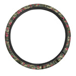 Red Rose Flower Camouflage Print Car Steering Wheel Cover
