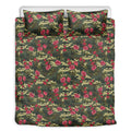 Red Rose Flower Camouflage Print Duvet Cover Bedding Set