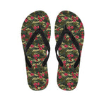 Red Rose Flower Camouflage Print Flip Flops