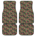 Red Rose Flower Camouflage Print Front and Back Car Floor Mats