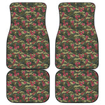 Red Rose Flower Camouflage Print Front and Back Car Floor Mats