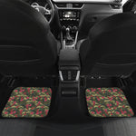 Red Rose Flower Camouflage Print Front and Back Car Floor Mats