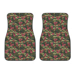 Red Rose Flower Camouflage Print Front Car Floor Mats