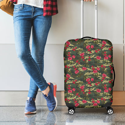 Red Rose Flower Camouflage Print Luggage Cover