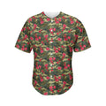 Red Rose Flower Camouflage Print Men's Baseball Jersey