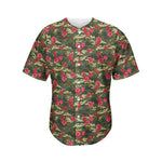 Red Rose Flower Camouflage Print Men's Baseball Jersey