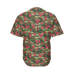 Red Rose Flower Camouflage Print Men's Baseball Jersey