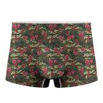 Red Rose Flower Camouflage Print Men's Boxer Briefs