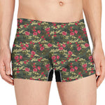Red Rose Flower Camouflage Print Men's Boxer Briefs