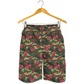 Red Rose Flower Camouflage Print Men's Shorts