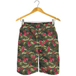 Red Rose Flower Camouflage Print Men's Shorts