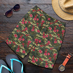 Red Rose Flower Camouflage Print Men's Shorts