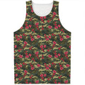 Red Rose Flower Camouflage Print Men's Tank Top