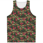 Red Rose Flower Camouflage Print Men's Tank Top