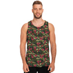 Red Rose Flower Camouflage Print Men's Tank Top