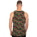 Red Rose Flower Camouflage Print Men's Tank Top