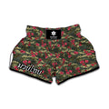 Red Rose Flower Camouflage Print Muay Thai Boxing Shorts