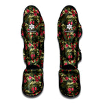 Red Rose Flower Camouflage Print Muay Thai Shin Guard