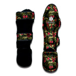 Red Rose Flower Camouflage Print Muay Thai Shin Guard