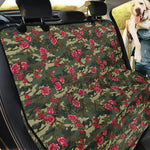 Red Rose Flower Camouflage Print Pet Car Back Seat Cover