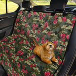 Red Rose Flower Camouflage Print Pet Car Back Seat Cover