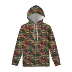 Red Rose Flower Camouflage Print Pullover Hoodie