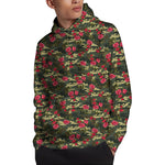 Red Rose Flower Camouflage Print Pullover Hoodie